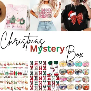 Christmas Mystery Box: T-Shirt, Libby Cup, candle, socks, earrings graphic tees