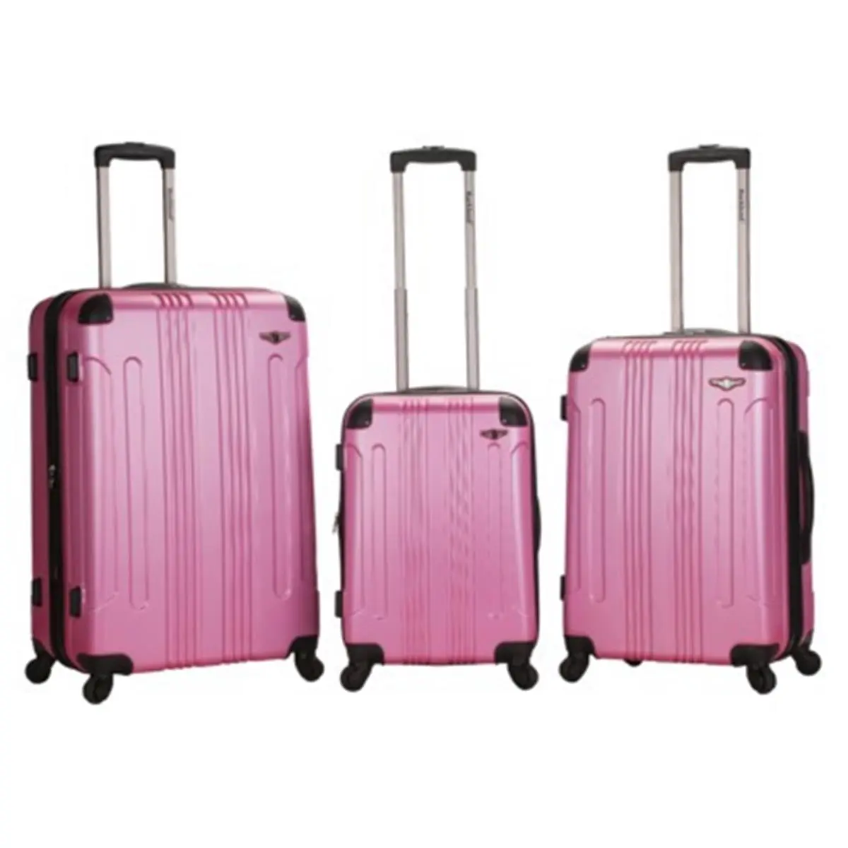 212 MAIN 3-Piece Expandable Size Upright Luggage Set - ABS Plastic, Weight-Saving, Multi-Wheel, Magenta, Push-Button Lock, Zip Pockets