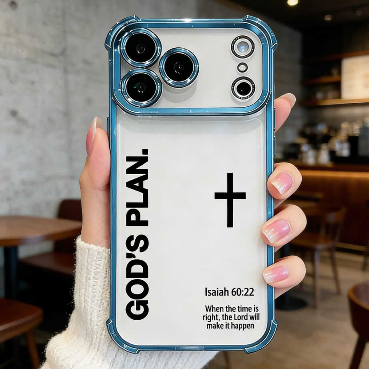 Trendy God's Plan Cross iPhone Case, Christian Isaiah 60:22 Clear Rose Gold Shockproof Cover for 11-17 Pro Max Plus Air, Religious Inspirational Gift for Believers DDSJ-26040409