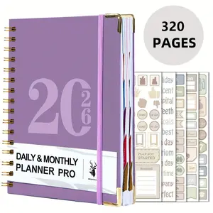 2026 Efficient Daily Planner Notebook, 320 Pages Thick Design, 365 Full-Day Coverage, Weekly & Monthly Plans, Premium Eye-Care Paper