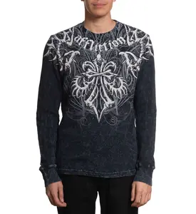 Affliction Men's Thermal Long Sleeve Shirt Skeleton