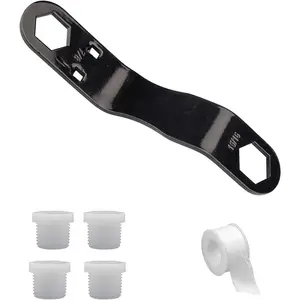 Water Heater Drain Plug Kit Include Angled Wrench, 4 Pieces 1/2" NPT Replacement Plugs and 1 Roll PTFE Tape