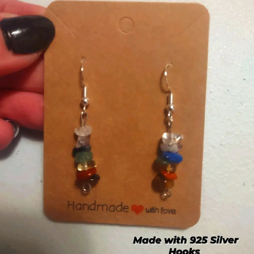 7 chakra Balance Crystal Silver Hypoallergenic Earring's
