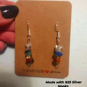 7 chakra Balance Crystal Silver Hypoallergenic Earring's