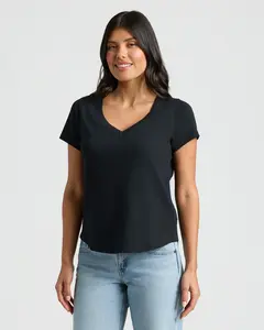 True Classic Women’s Relaxed Slub V-Neck Tee – Lightweight Cotton Casual T-Shirt for Everyday Comfort, Casual Wear, Layering, or Women’s Wardrobe Essentials