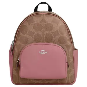 COACH Court 28 Maxi Monogram-Print Coated Canvas Backpack – Unisex, Brown and Pink