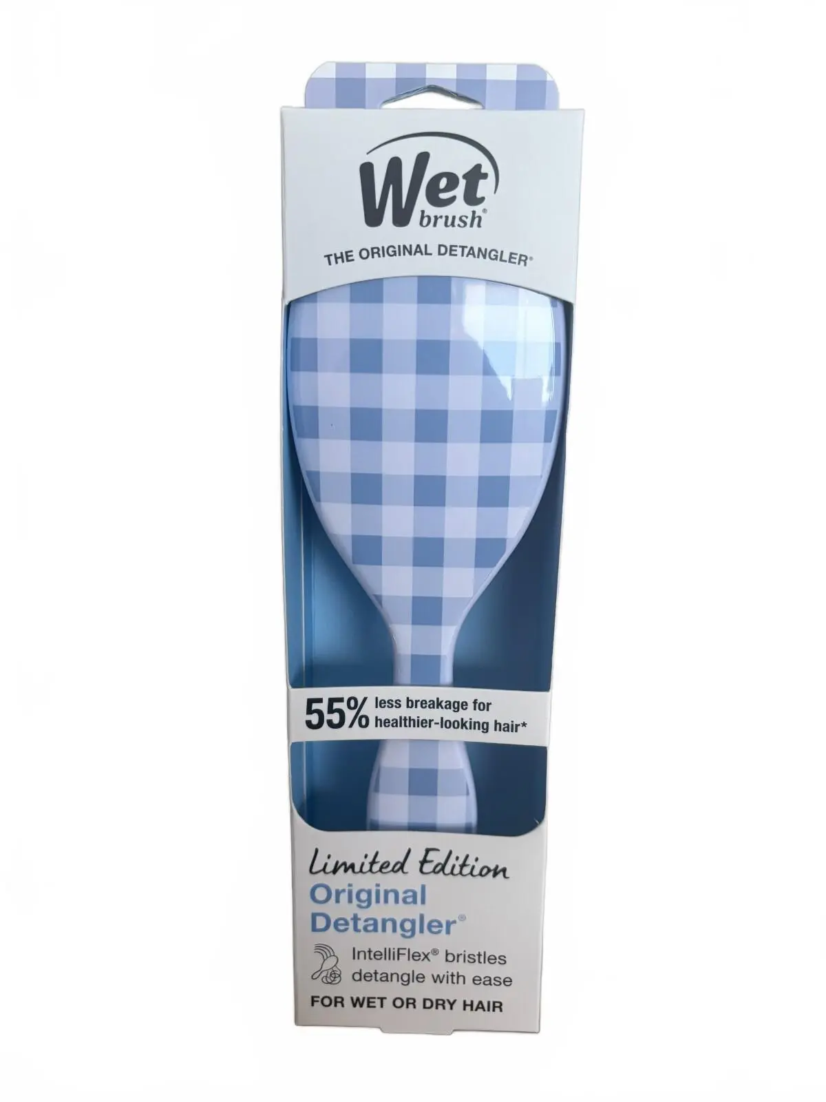 Wet Brush Original Detangler Limited Edition Blue Gingham Check Hair Brush New