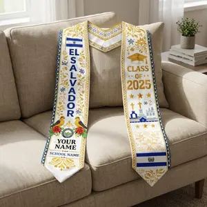 Custom El Salvador Heritage Graduation Stole – Torogoz Bird & Flag Sash, Personalized Class of 2026 Latinx Grad Gift