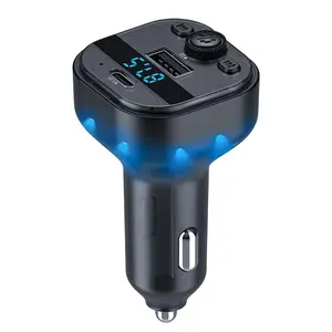 Car BT FM Transmitter with Charging Function, Multifunctional Car Charger with Digital Display & LED Light, Universal Car Electrical Appliances for 12-24V Cars, USB Mobile Charger
