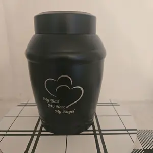Medium Urns for Dad, 5.7 Inch Black Heart Urns for Human Ashes Adult Male/Father