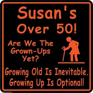 Personalized Name Over The Hill Birthday Sign Custom Party Beer Bar Decor Vinyl 12x12 PVC Durable Smooth Finish Gift