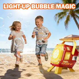 Upgrade Desktop Bubble Machine for Kids Aged 3+, Unisex, RGB Lights, Includes 50ML Concentrate, 4 Aa Batteries, Perfect for Parties and Gifts