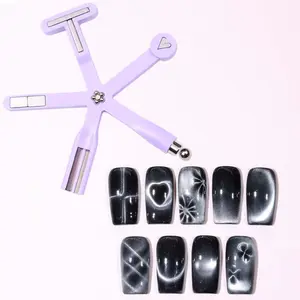 8-In-1 Cat Eye Nail Art Magnet, French Flower Love Heart Grid Line DIY Multi-Functional Magnetic Manicure Tool, Perfect for Nail Art Design