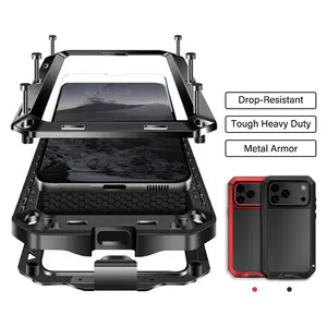 ArmorShield iPhone 17/16/15/14 Pro Max Case Military-Grade Shockproof Waterproof Cover with Zinc Alloy Frame & Tempered Glass Full Body Rugged Protection