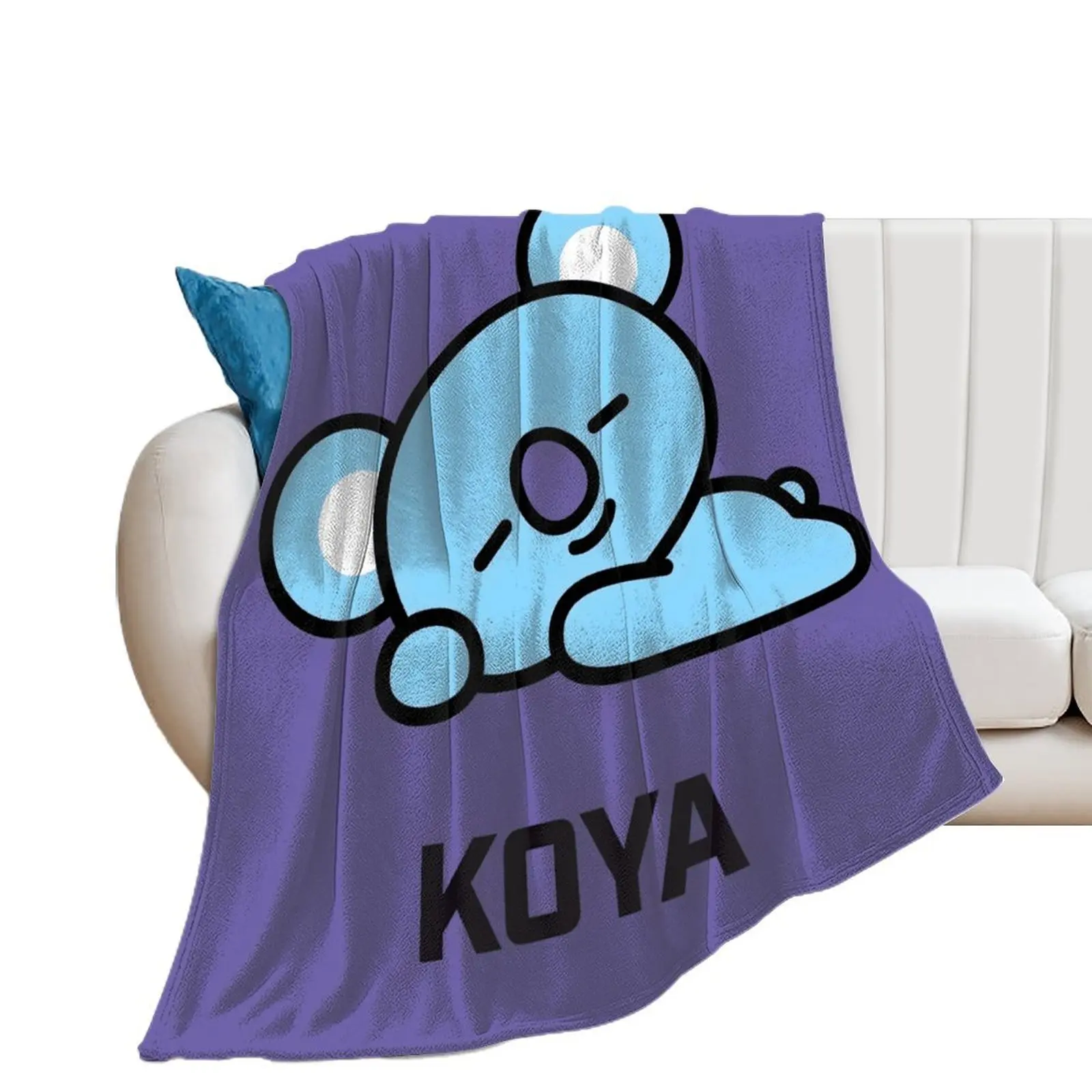 Cute K-Pop Fan Gift: BT21 Cartoon KOYA Throw Blanket – Cozy and Lightweight, Suitable for Outdoor Camping and Home Decor funny