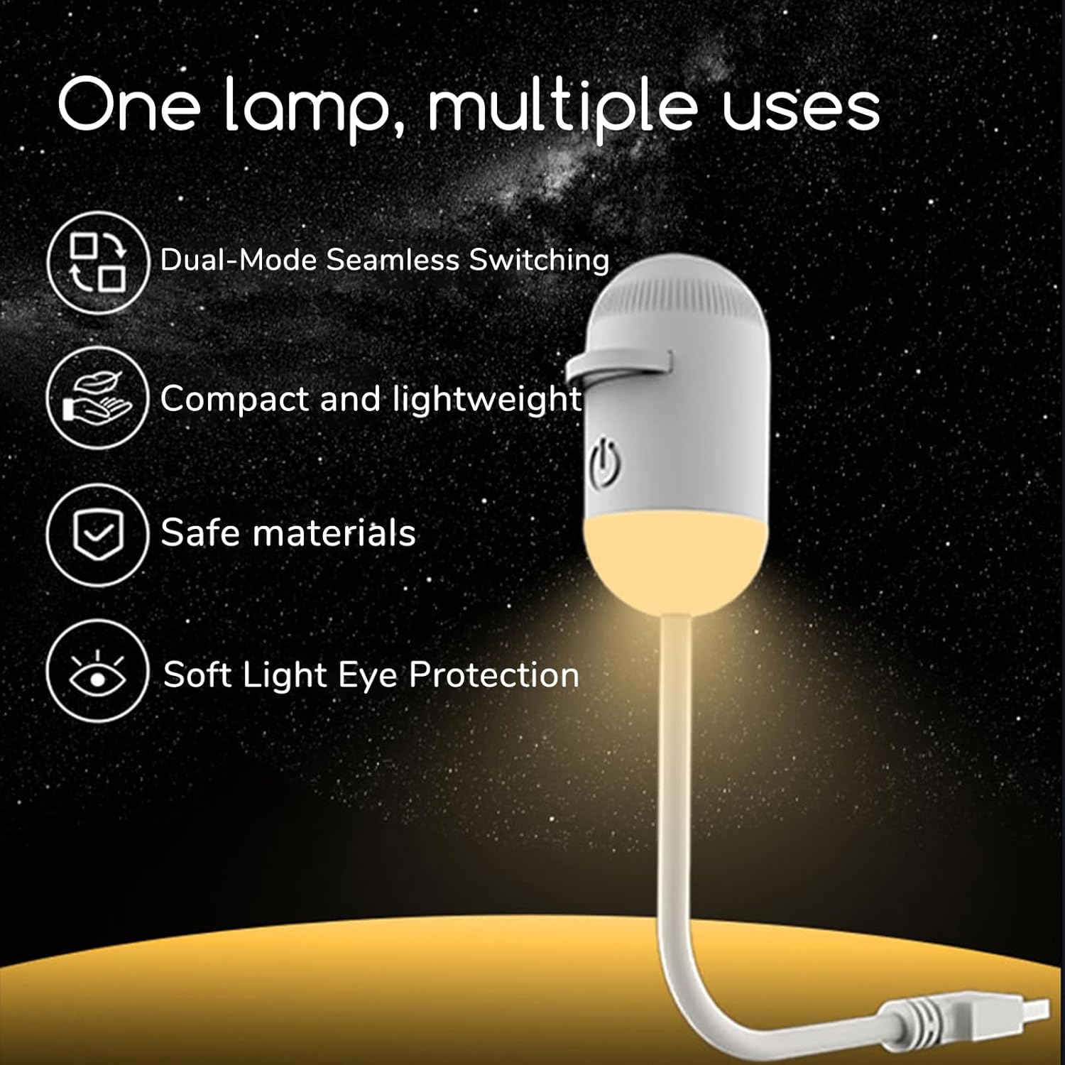 2-in-1 USB Projector Night Light: 1800 Lumen, 1080P HD, 6 Slides – Sleep Aid, Travel, Surprise Gift