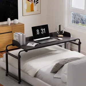 Mobile Bed Desk with Baffle,Over Bed Table, Overbed Table with 360 Degree Wheels, Mobile Bed Desk with Baffle, Standing Workstation Table, Dining Table Computer Desk