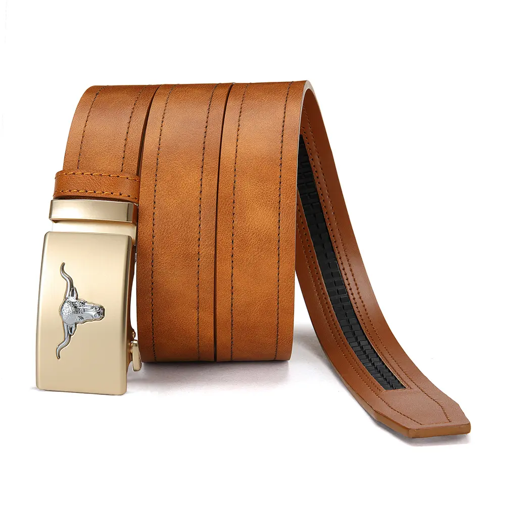 Cuttable Automatic Ratchet Leather Belt Vintage Bull Skull Relief Durable Adjustable Belt Ideal Gift For Father's Day Valentine's Day country concert