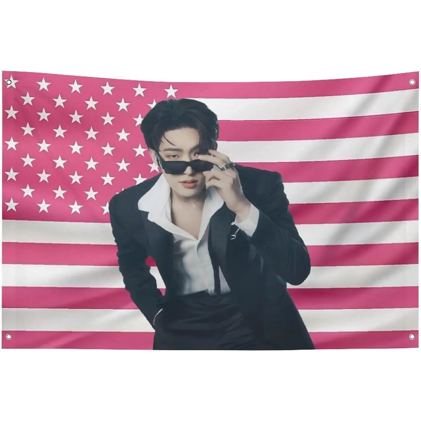 60in x 40in Funny American Flag Tapestry with Metal Grommets, Colorful Mingi Wall Art Decoration for Indoors, New Houses, Living Rooms Home Supplies