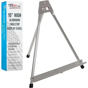 15-Inch Aluminum Tabletop Easel for Painting - Silver, Lightweight Portable Tripod Art Easel Stand for Sign Display, Painting Canvas and Whiteboards