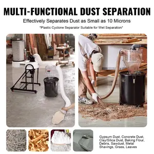 VEVOR Cyclone Dust Separator, 4 Retrofit Cyclone Separator for Dust Collectors, ABS Dust Deputy With 2 Hole O. D. Connector Hose for Wet/Dry Shop Vacuums, Fits 5 - 10 Gallon Tank (Tank Exclude)VEVOR Super Brand Day