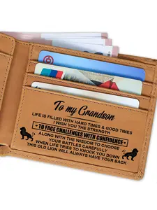 Men's Durable Fashion Wallet Gift for Grandson, Express Love Graphic Money Clip, Perfect Birthday Graduation Back-To-School Present, Wallet Cards