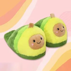 Cute Avocado-shaped Home Cotton Slippers Cartoon Warm 3D Creative Floor Shoes Parent-child Indoor Thickened Winter Slippers