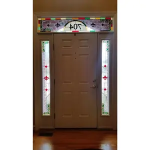 Chateau Fleur-de-Lis Custom Stained Glass Entry Set Personalized Transom & Sidelights S-30
