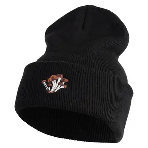 Cluster Mushroom Embroidered Stretch ECO Cotton Long Beanie