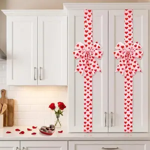 Valentine's Day Wedding Decorations, Heart Bow Tie Set for Cabinets & Windows, Kitchen Accessories, Party Supplies