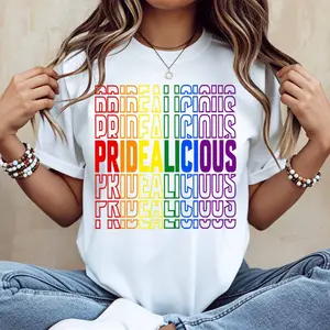 Rainbow Pridealicious Print T Shirt White Casual Loose Fit For Everyday Wear And Outdoor Activities