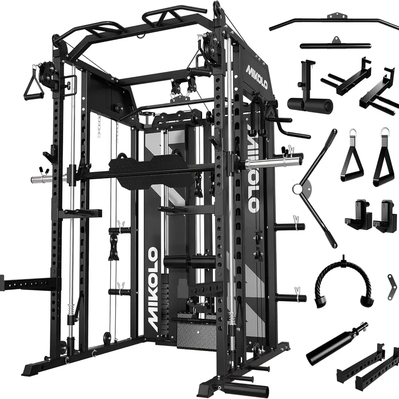 [ 8 packages]MIKOLO Power Cage Home Gym Smith Machine with Lat Pulldown & Cable Crossover Dual Weight Stack System 264-lb Total Capacity All-in-One Home Workout StationMIKOLO Strength Training Equipment Strength Training Equipment