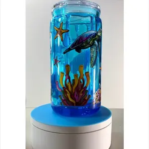Ocean Sea Turtle Honey Drip Tumbler Cup 16oz