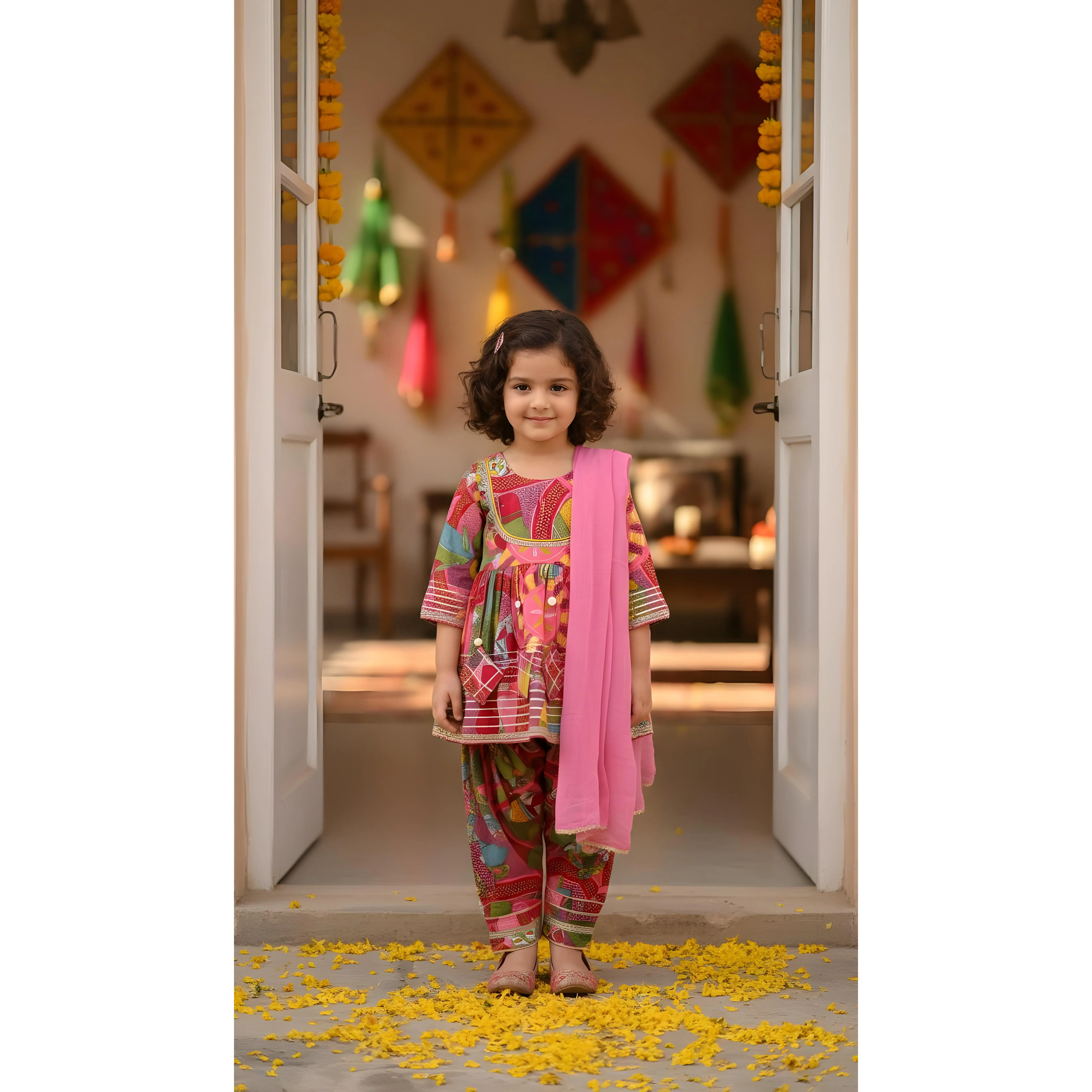 Pinkly Kurti Afghani Suit