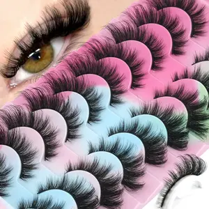 10 Pairs Cat Dramatic Eyelashes False Eye Lashes Wispy 3D Natural Look Comfortable To Wear Band Eye Lashes Handmade Upper Lash Winged End Eye Elongated Eyelashes D Curl Short Fluffy Wispy Eyelashes