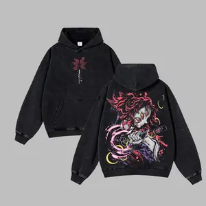 Kokushibo Moon Breathing Acid Washed T-Shirt, Demon Slayer Anime Retro Unisex Acid Washed T-Shirt, Hoodie, Oversized Unisex Anime Merch, Soft Cotton Streetwear Clothes, Unisex Manga Apparel, Gift for Anime Fans, Christmas Gift HUN