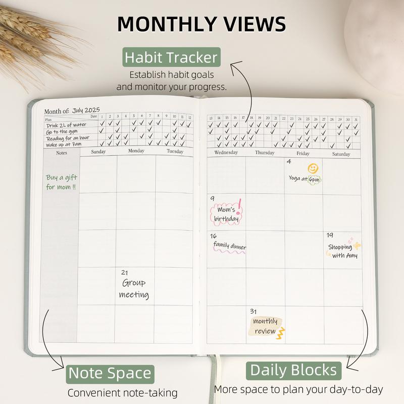 2026 Planner - Undated Monthly, Weekly & Daily Productivity Planner for Planning Your Success - To Do List, Habit Tracker, Notebook, Journal,  Diary, Hardcover, Aesthetic, Academic, Stylish School or Office Supplies