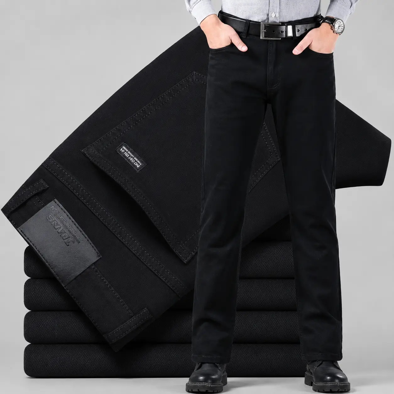 Spring Autumn Vintage Black Business Jeans Men Casual Straight Stretch Classic Work Denim Trousers Korean Comfortable Brand Pant
