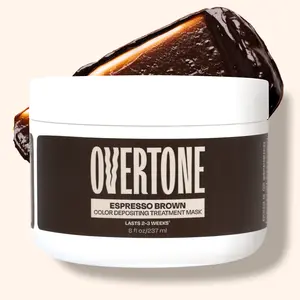 Overtone Espresso Brown Color Depositing Treatment Mask - Nourishing Semi-Permanent Haircare with Jojoba & Coconut Oils for Smooth Shiny Hair