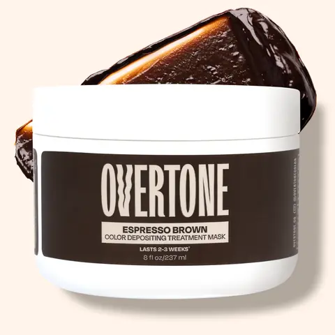 oVertone Espresso Brown Color Depositing Nourishing Hair Mask - Unisex Semi-Permanent 250g Haircare Product, Color-Safe Conditioner with Jojoba+Coconut Oil, Hydrate, Natural Haircare, Long-Lasting Shine, Non-Toxic Self Treat Deep Care