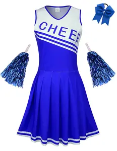 4 Pieces Set for Women's Cheerleading Outfit with Pompoms - Accessories, Womenswear Dress Fitted halloween costumes cher costume