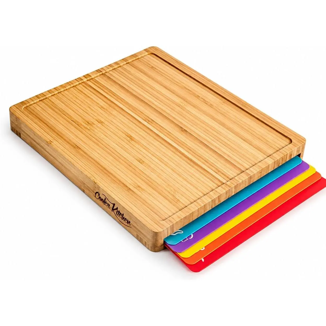 Bamboo Cutting Board Set with 6 Mats, Wood Cutting Boards for Kitchen