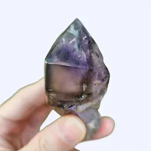 Violet Flame Skeletal Amethyst with Phantom Faces - 60g Raw Third Eye Healer Stone from South Africa - Ethically Sourced Crystal for Empaths & Energy Workers