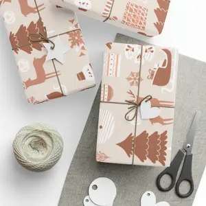 Golden-Brown Aesthetic: Santa & Reindeer Wrapping Paper