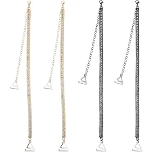 2 Pairs Rhinestone Bra Straps Invisible Shoulder Strap Non-Slip Bra Belt Replacement for Bra Tops Dress - Black + Gold