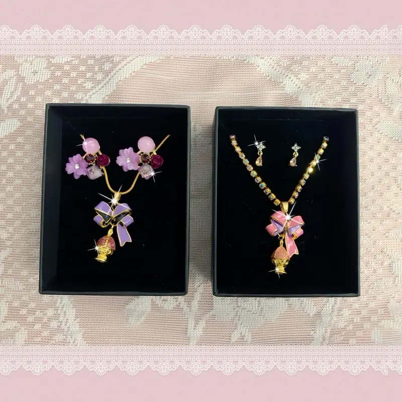 Madoka Magica Kyoko Sakura Mami Tomoe Sayaka Miki Homura Akemi Madoka Kaname Elegant Dainty Soul Gem Anime Manga Kawaii Necklace and Earrings set Puella Magi Series