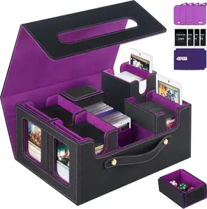 deckden 900+ Capacity Trading Card Storage Box for MTG, TCG, Sports, and More!! Pruple/Black