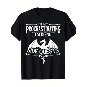I'm Not Procrastinating I'm Doing A Side QuestTrendy Men's Short Sleeve Tee – Soft Cotton Fabric For Ultimate Comfort – Ideal For Daily Wear, Outdoor Activities, And Weekend Getaways