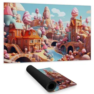 MWW C1DM1424BYASLH 14 x 24 in. Sweet Kingdom Orange Gaming Mat - High-Quality Materials, Non-Slip Rubber Backing, Stylish Design for Home Decor Enthusiasts, Modern Living Rooms