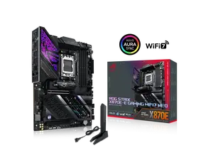 ASUS ROG STRIX X870E-E GAMING WIFI7 NEO, AMD ATX motherboard, 18+2+2 power stages, DDR5 slots, five M.2 slots, PCIe? 5.0 with full support for next-gen GPUs, WiFi 7, Dual USB4